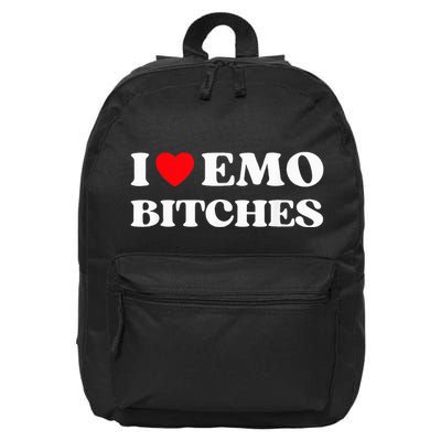I Heart Emo Bitches Funny Quote Red Heart Emo Girl Style 16 in Basic Backpack