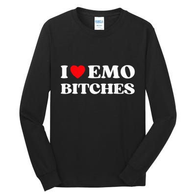 I Heart Emo Bitches Funny Quote Red Heart Emo Girl Style Tall Long Sleeve T-Shirt