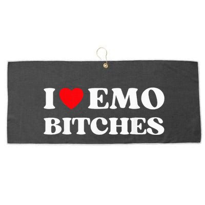 I Heart Emo Bitches Funny Quote Red Heart Emo Girl Style Large Microfiber Waffle Golf Towel