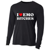 I Heart Emo Bitches Funny Quote Red Heart Emo Girl Style Cooling Performance Long Sleeve Crew
