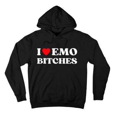 I Heart Emo Bitches Funny Quote Red Heart Emo Girl Style Tall Hoodie