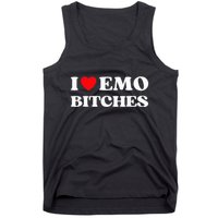 I Heart Emo Bitches Funny Quote Red Heart Emo Girl Style Tank Top