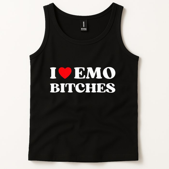 I Heart Emo Bitches Funny Quote Red Heart Emo Girl Style Tank Top