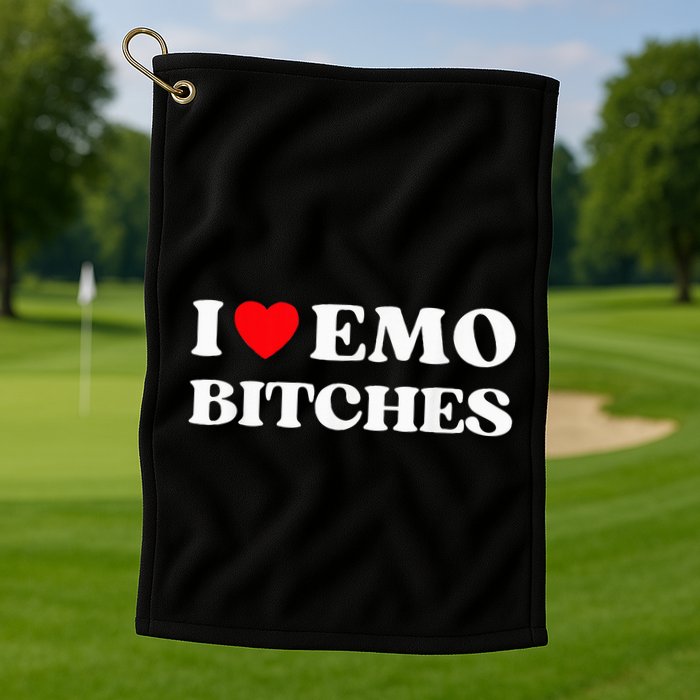 I Heart Emo Bitches Funny Quote Red Heart Emo Girl Style Golf Towel