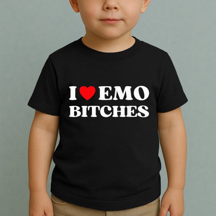 I Heart Emo Bitches Funny Quote Red Heart Emo Girl Style Toddler T-Shirt