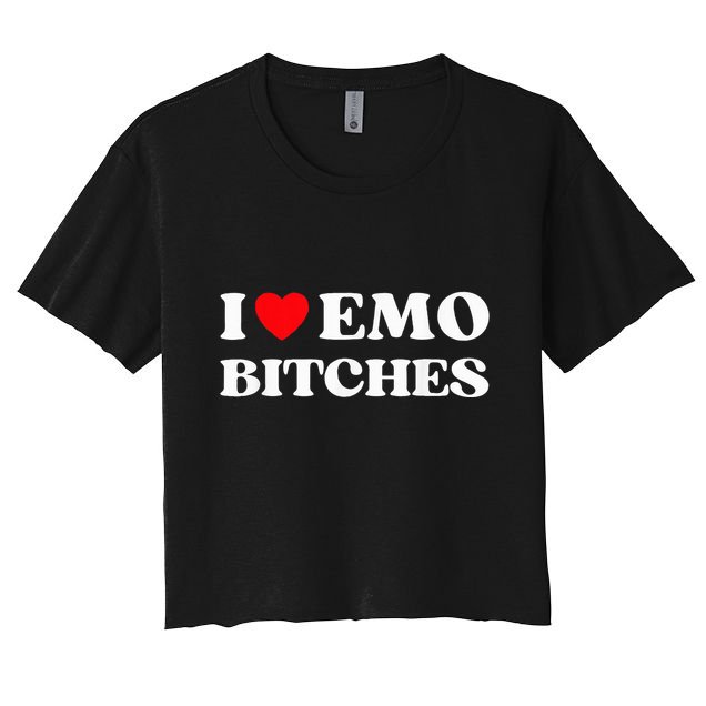 I Heart Emo Bitches Funny Quote Red Heart Emo Girl Style Crop Top