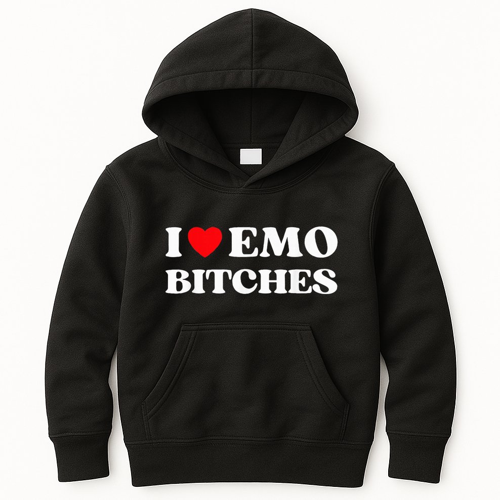 I Heart Emo Bitches Funny Quote Red Heart Emo Girl Style Kids Hoodie