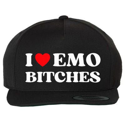 I Heart Emo Bitches Funny Quote Red Heart Emo Girl Style Wool Snapback Cap