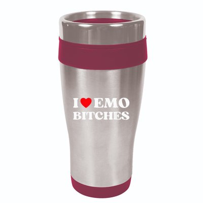I Heart Emo Bitches Funny Quote Red Heart Emo Girl Style 16oz Travel Tumbler