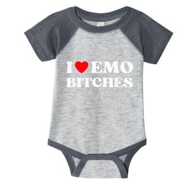 I Heart Emo Bitches Funny Quote Red Heart Emo Girl Style Infant Baby Jersey Bodysuit