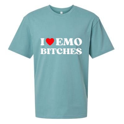 I Heart Emo Bitches Funny Quote Red Heart Emo Girl Style Sueded Cloud Jersey T-Shirt