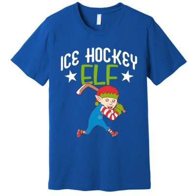 Ice Hockey Elf Funny Hockey Xmas Elve Costume Gift Premium T-Shirt