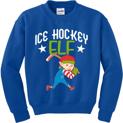 Ice Hockey Elf Funny Hockey Xmas Elve Costume Gift Kids Sweatshirt