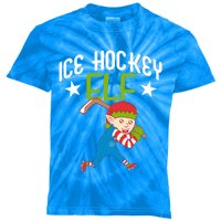 Ice Hockey Elf Funny Hockey Xmas Elve Costume Gift Kids Tie-Dye T-Shirt