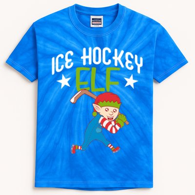 Ice Hockey Elf Funny Hockey Xmas Elve Costume Gift Kids Tie-Dye T-Shirt