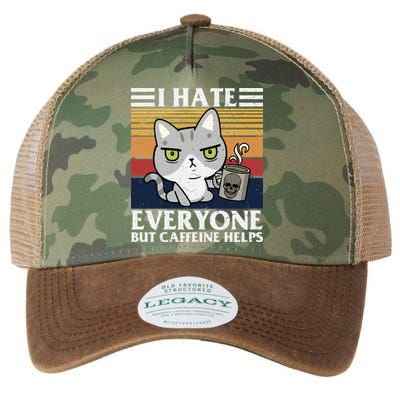 I Hate Everyone But Caffeine Helps Funny Cat Legacy Tie Dye Trucker Hat