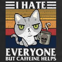I Hate Everyone But Caffeine Helps Funny Cat Cool Comfort Performance Bucket Hat