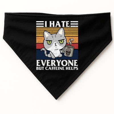 I Hate Everyone But Caffeine Helps Funny Cat USA-Made Doggie Bandana
