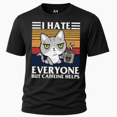 I Hate Everyone But Caffeine Helps Funny Cat Performance Shirt