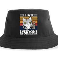 I Hate Everyone But Caffeine Helps Funny Cat Sustainable Bucket Hat