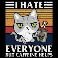 I Hate Everyone But Caffeine Helps Funny Cat Flat Bill Trucker Hat