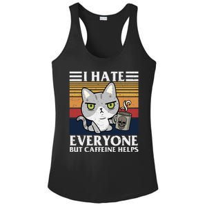 I Hate Everyone But Caffeine Helps Funny Cat Ladies PosiCharge Competitor Racerback Tank