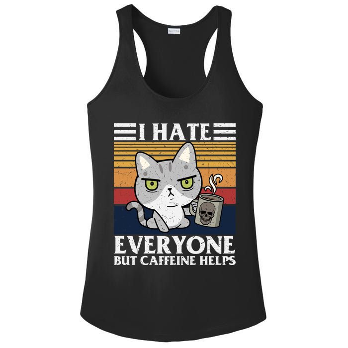 I Hate Everyone But Caffeine Helps Funny Cat Ladies PosiCharge Competitor Racerback Tank