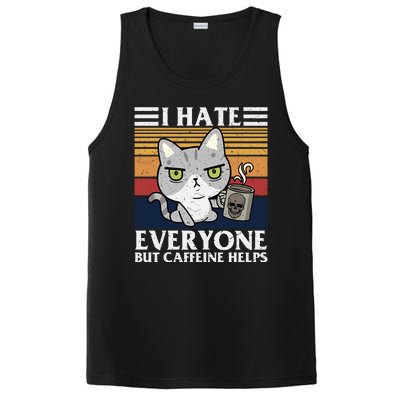 I Hate Everyone But Caffeine Helps Funny Cat PosiCharge Competitor Tank