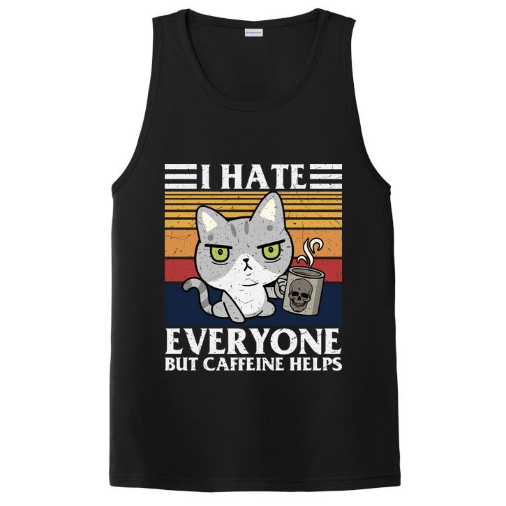 I Hate Everyone But Caffeine Helps Funny Cat PosiCharge Competitor Tank
