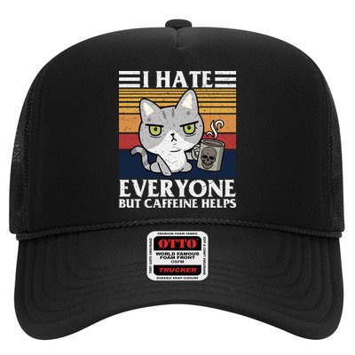 I Hate Everyone But Caffeine Helps Funny Cat Trucker Hat