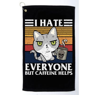 I Hate Everyone But Caffeine Helps Funny Cat Golf Towel