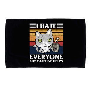 I Hate Everyone But Caffeine Helps Funny Cat Microfiber Hand Towel