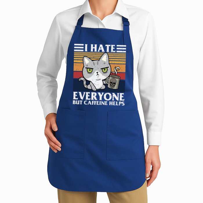 I Hate Everyone But Caffeine Helps Funny Cat Apron