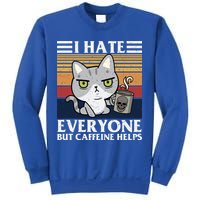 I Hate Everyone But Caffeine Helps Funny Cat Sweatshirt