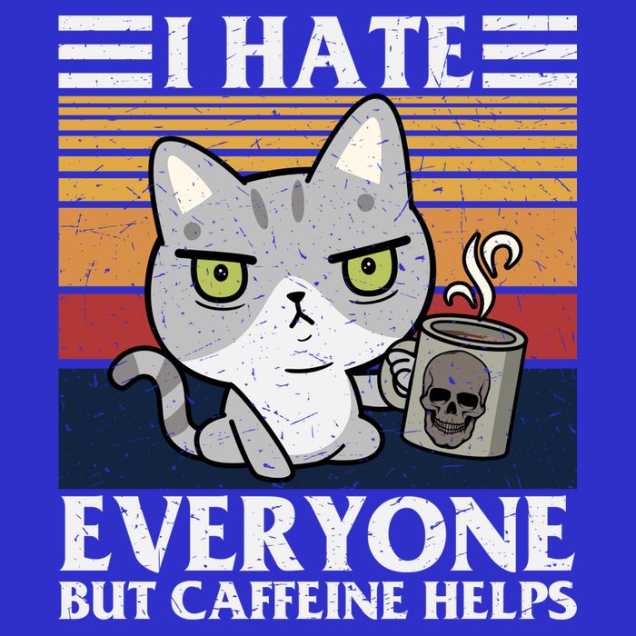 I Hate Everyone But Caffeine Helps Funny Cat Button