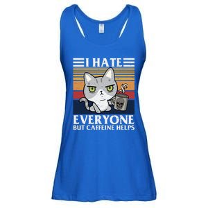 I Hate Everyone But Caffeine Helps Funny Cat Ladies Essential Flowy Tank