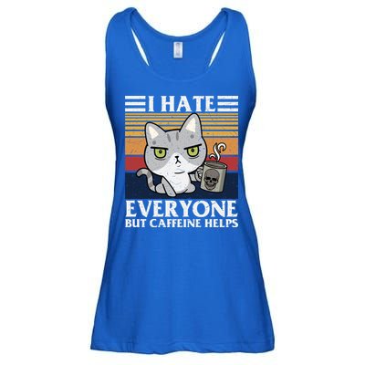 I Hate Everyone But Caffeine Helps Funny Cat Ladies Essential Flowy Tank