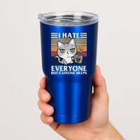 I Hate Everyone But Caffeine Helps Funny Cat Tumbler