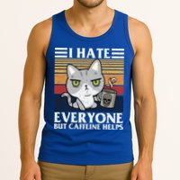 I Hate Everyone But Caffeine Helps Funny Cat Tank Top