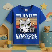 I Hate Everyone But Caffeine Helps Funny Cat Toddler T-Shirt