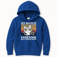 I Hate Everyone But Caffeine Helps Funny Cat Kids Hoodie