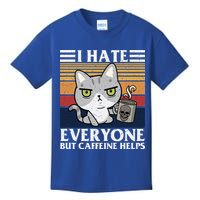 I Hate Everyone But Caffeine Helps Funny Cat Kids T-Shirt