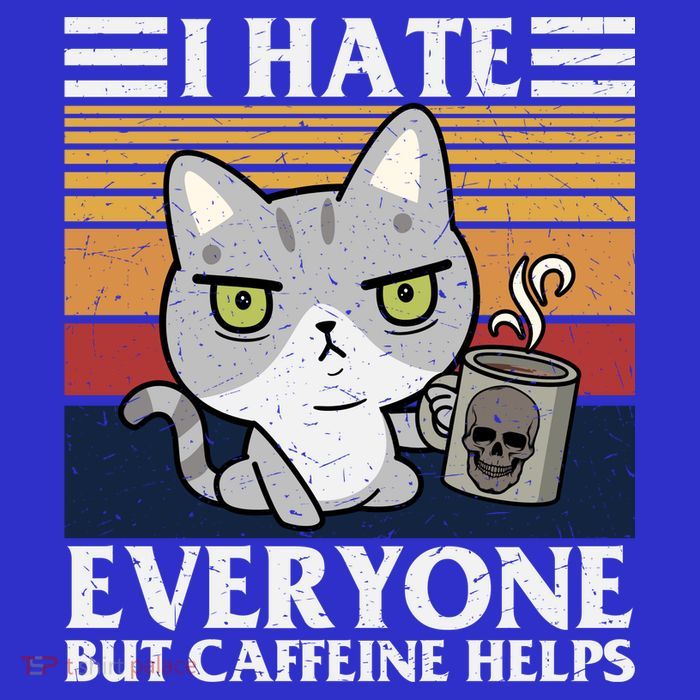 I Hate Everyone But Caffeine Helps Funny Cat Zip Tote Bag