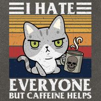 I Hate Everyone But Caffeine Helps Funny Cat Cotton Canvas Backpack
