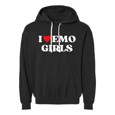 I Heart Emo Funny Quote Red Heart Emo Girl Style Garment-Dyed Fleece Hoodie