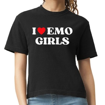 I Heart Emo Funny Quote Red Heart Emo Girl Style Comfort Colors Boxy T-Shirt