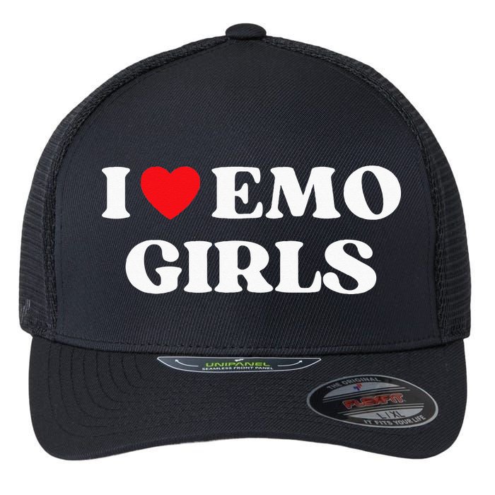 I Heart Emo Funny Quote Red Heart Emo Girl Style Flexfit Unipanel Trucker Cap