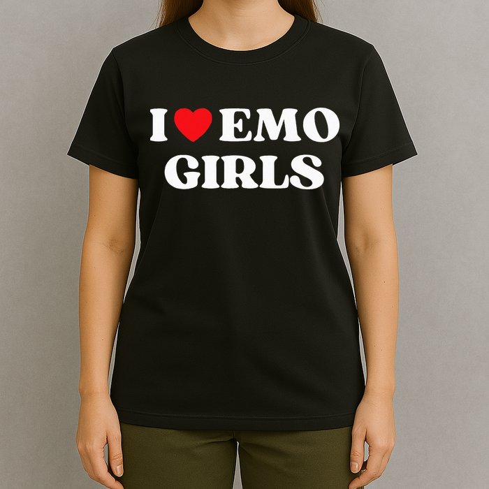 I Heart Emo Funny Quote Red Heart Emo Girl Style T-Shirt