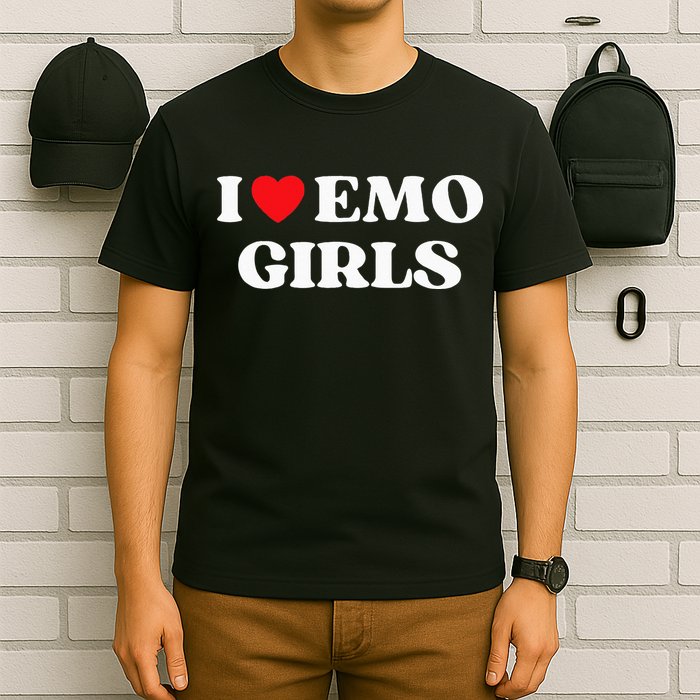 I Heart Emo Funny Quote Red Heart Emo Girl Style T-Shirt