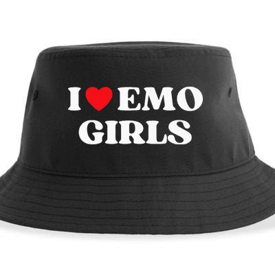 I Heart Emo Funny Quote Red Heart Emo Girl Style Sustainable Bucket Hat